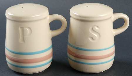 Pink & Blue Stripes Stove Top Salt & Pepper Set