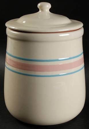 Pink & Blue Stripes Large Canister & Lid