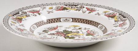 Jacobean Brown Multicolor Rim Soup Bowl
