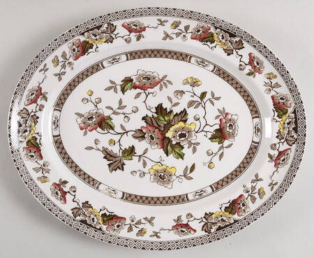 Jacobean Brown Multicolor 14" Oval Serving Platter