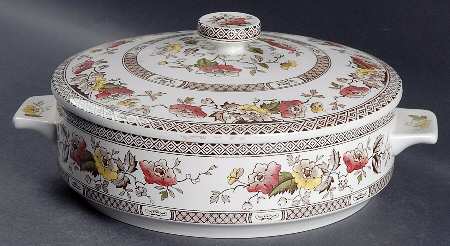 Jacobean Brown Multicolor Round Covered Vegetable