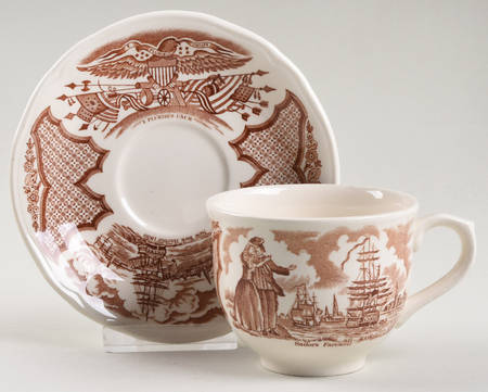 Fair Winds Brown Flat Cup & Saucer Set