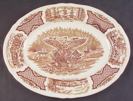 Fair Winds Brown 14" Oval Serving Platter