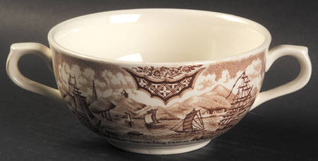 Fair Winds Brown Flat Cream Soup Bowl