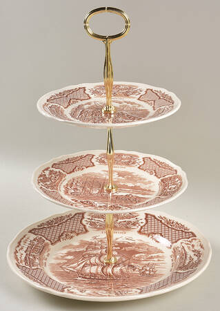 Fair Winds Brown 13 7/8"-14 1/4" 3-Tiered Serving Tray(DP,SP,BB) HC