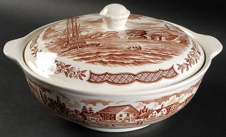 Fair Winds Brown Round Covered Vegetable