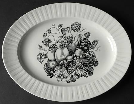 Old Orchard 12" Oval Serving Platter by Alfred Meakin