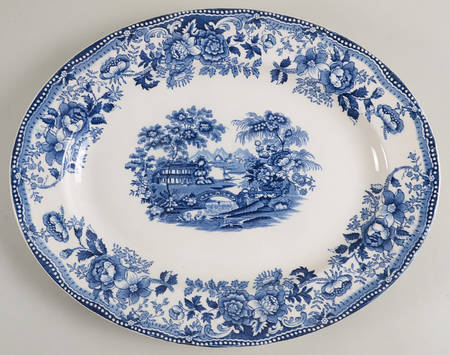 Tonquin Blue 14" Oval Serving Platter