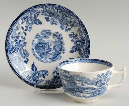 Tonquin Blue Flat Cup & Saucer Set
