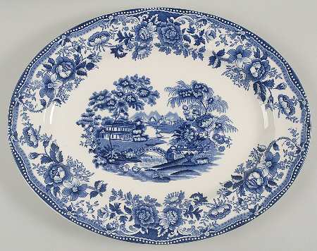 Tonquin Blue 16" Oval Serving Platter
