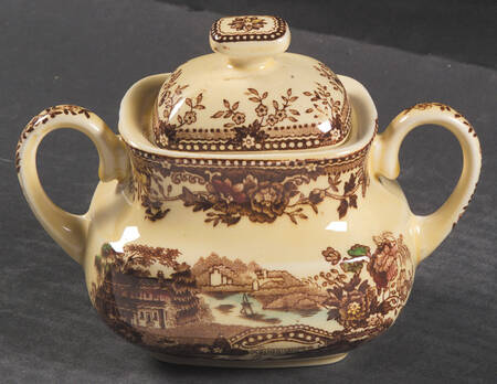 Tonquin Brown Multicolor Sugar Bowl & Lid
