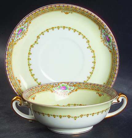 Annette Footed Cream Soup Bowl & Saucer Set