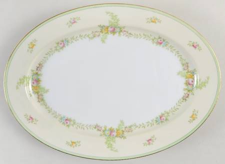 Malta (Green on Cream) 12" Oval Serving Platter