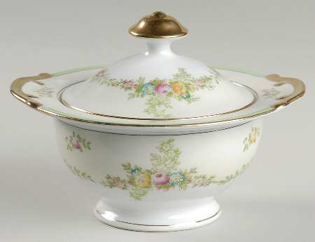 Malta (Green on Cream) Sugar Bowl & Lid