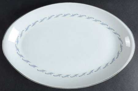 Sculpture (Blue Leaves) 13" Oval Serving Platter