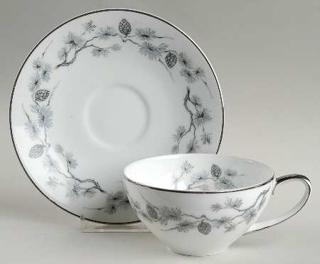 Silver Pine Flat Cup & Saucer Set