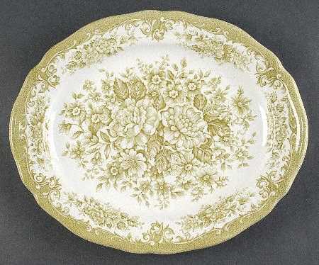 Avondale Green 12" Oval Serving Platter by J & G Meakin
