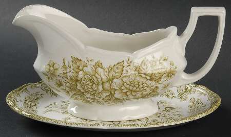 Avondale Green Gravy Boat & Underplate/Relish by J & G Meakin