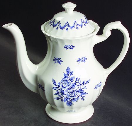 Chatsworth Blue Coffee Pot & Lid by J & G Meakin