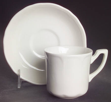 Heirloom White Flat Cup & Saucer Set by J & G Meakin