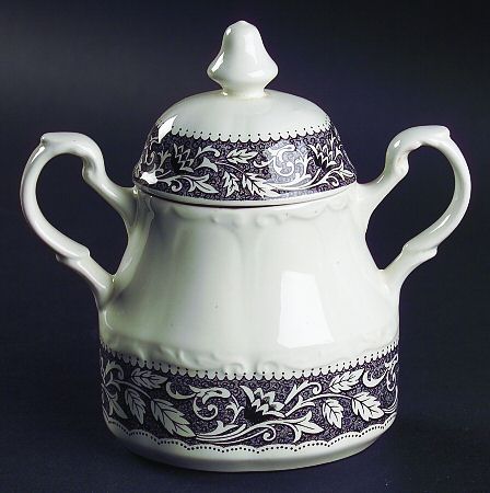 Renaissance Black White Sugar Bowl & Lid by J & G Meakin