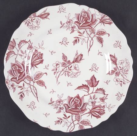 Tudor Roses Pink (Semi Scalloped, Cream Bckgrnd) by J &amp; G Meakin