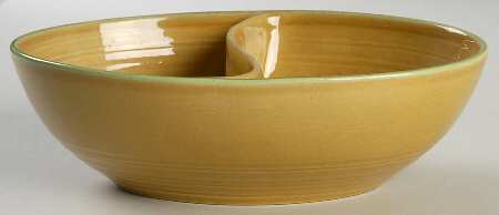 Dahlia Gold Round Divided Vegetable Bowl
