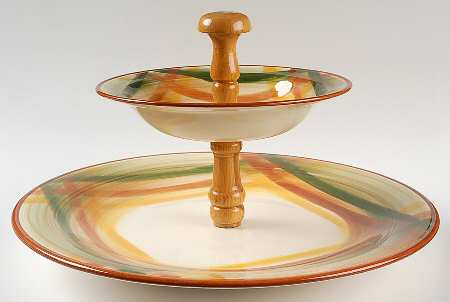 Homespun 2 Tiered Serving Tray(14" Chop Plate & Rim Soup)