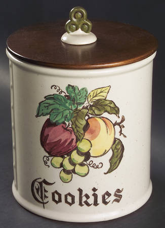Provincial Fruit Green Cookie Jar & Lid