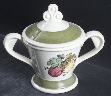 Provincial Fruit Green Sugar Bowl & Lid
