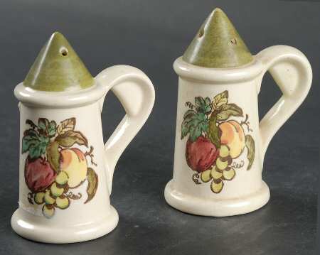 Provincial Fruit Green Condiment Set, Salt & Pepper Set