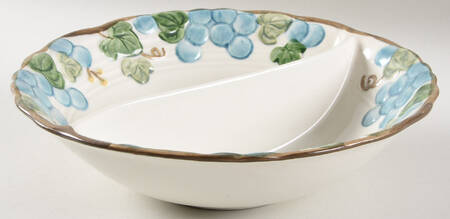 Sculptured Grape 9" Round Divided Vegetable Bowl