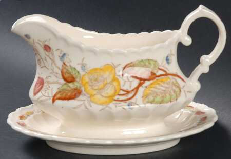 Vernon Rose Yellow Gravy Boat with Attached Underplate