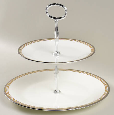 Accent Gold 6 5/8"-10"  2 Tiered Serving Tray (Dp, Sp) HC