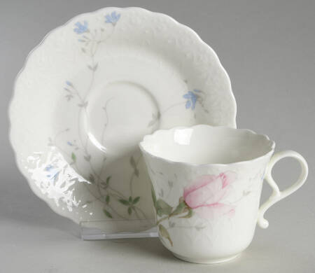 April Rose Flat Demitasse Cup & Saucer Set