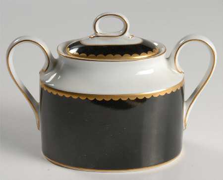 Black Granite (Black Border) Sugar Bowl & Lid