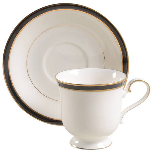 Black Tie Footed Cup & Saucer Set