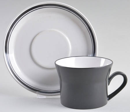 Caviar Black Flat Cup & Saucer Set