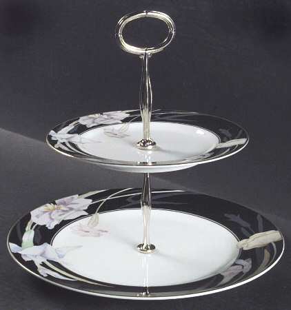 Charisma Black 6 5/8"-10"  2 Tiered Serving Tray (Dp, Sp) HC