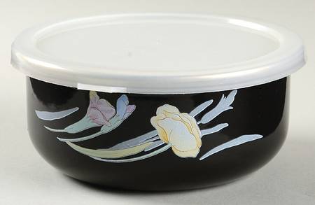 Charisma Black Bowl-Metal 5 3/4 W/Plastic Lid
