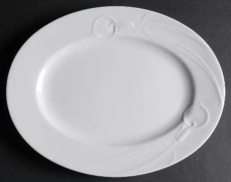 Classic Flair White 14" Oval Serving Platter