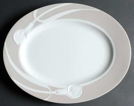 Classic Flair Beige 14" Oval Serving Platter
