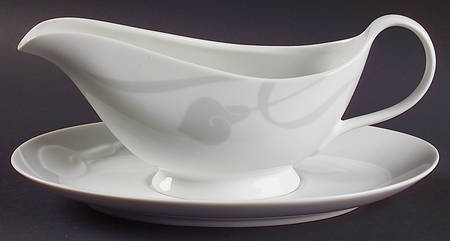 Classic Flair Gray Gravy Boat & Underplate