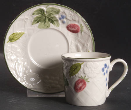 Country Berries Flat Demitasse Cup & Saucer Set