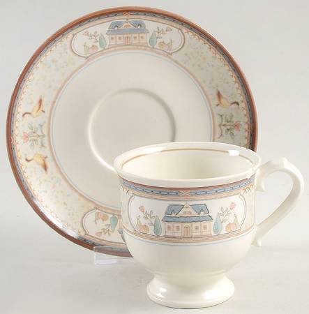 Country Lane Footed Cup & Saucer Set