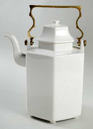Continental White Brass Handle Coffee Pot & Lid