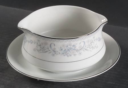 Dresden Rose Round Gravy Boat/Attached Underplate
