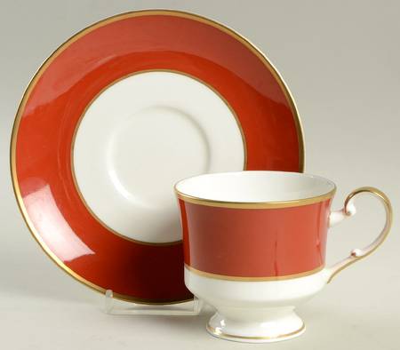 Egyptian Terra Cotta Footed Cup & Saucer Set