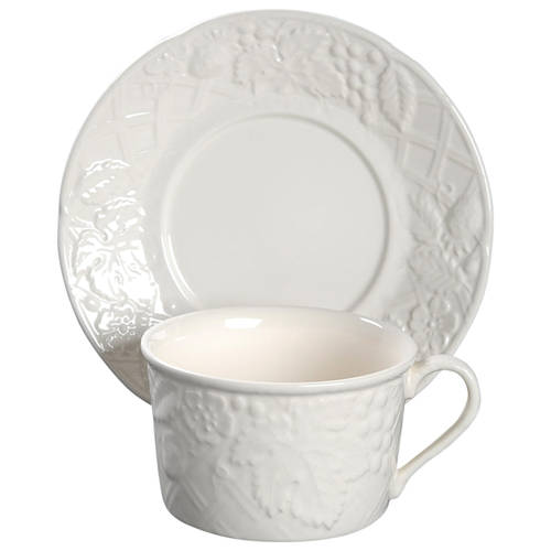 English Countryside White Flat Cup & Saucer Set - Set of 4