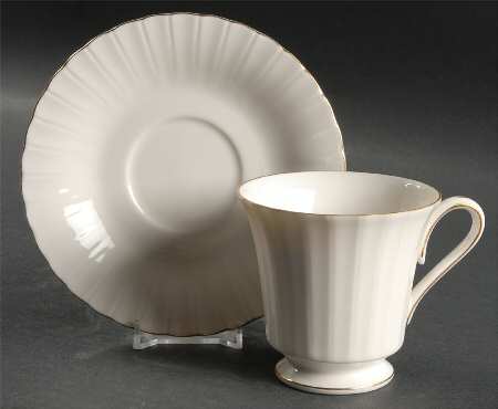 Fluted Gold Footed Cup & Saucer Set